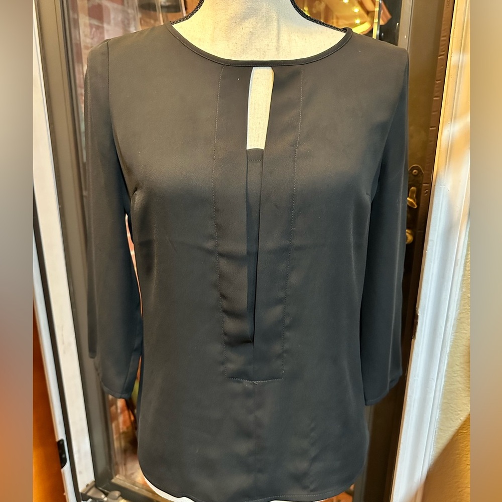 Express womens 3/4 sleeve sheer black top